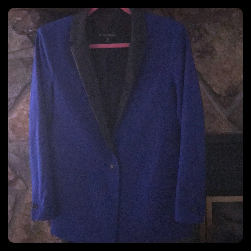 Banana Republic blue blazer with faux leather